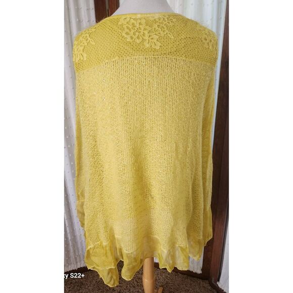 S45 Lacy, sparkly, sunny yellow sweater - Picture 4 of 11